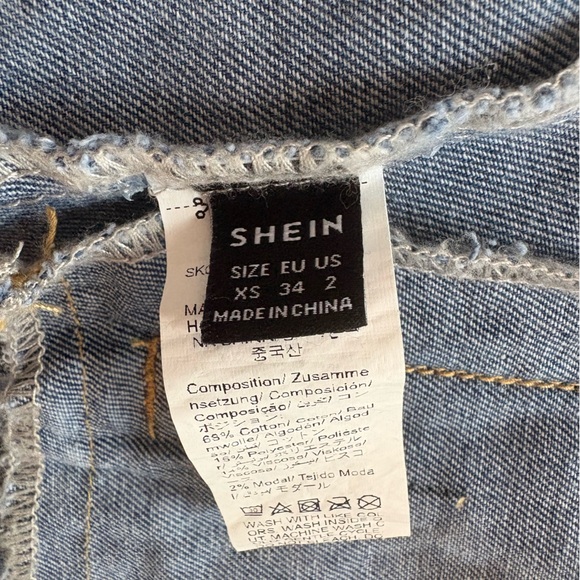 NWOT SHEIN Blue Denim Jacket with Ruffle Trim - Picture 5 of 5